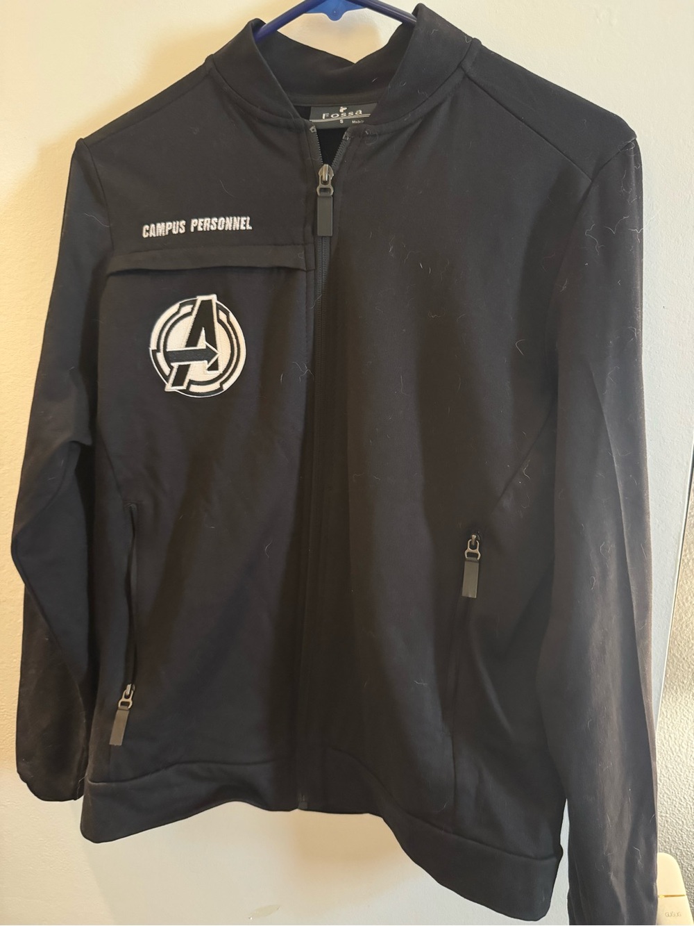 Black 'Campus Personnel' Jacket with Emblem